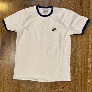 Nike White Vintage Ringer Tee with Navy Accents